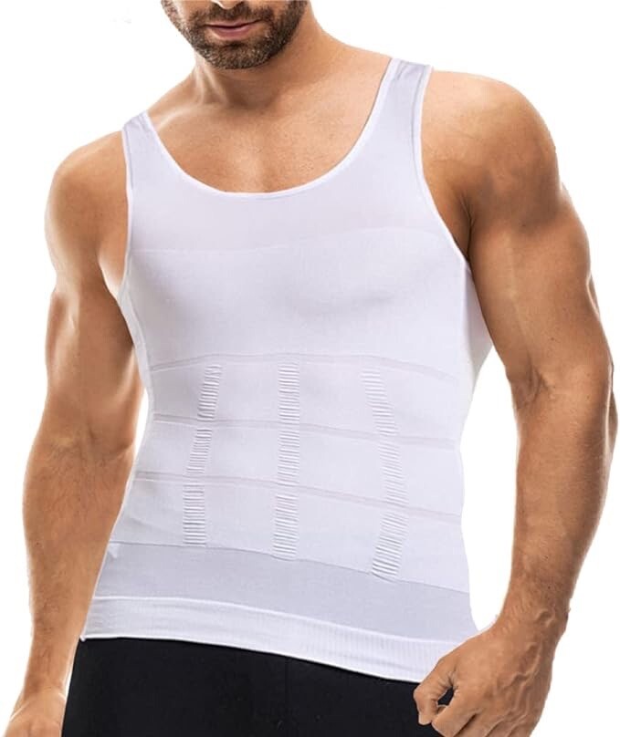 Mistirik Compression Shirts Tank Top Men Slimming Body Shaper Vest - XXXL WHITE