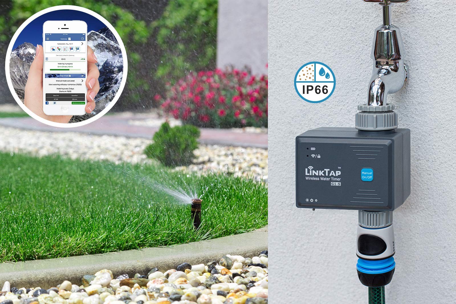 LinkTap G1S Smart Water Timer & Gateway, App Remote Irrigation, Weather Aware
