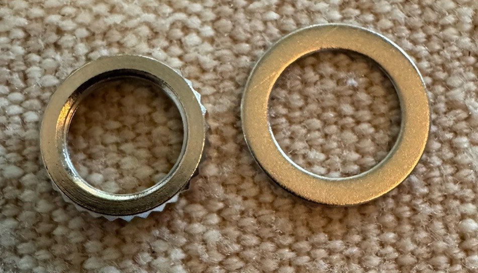 Switchcraft Knurled Toggle Switch Nut and Dress Washer - Flat - Nickel (Metric)