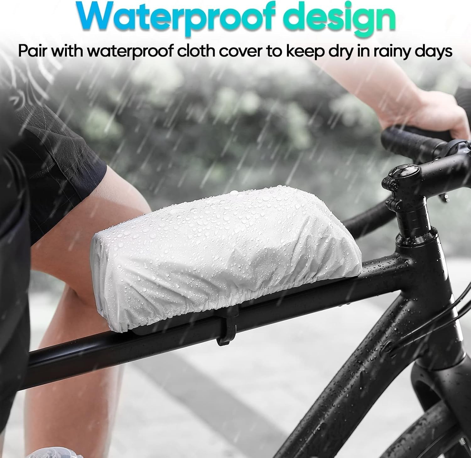 Waterproof 2L Bicycle Handlebar Lockable Storage Box with Security Lock & Rai...