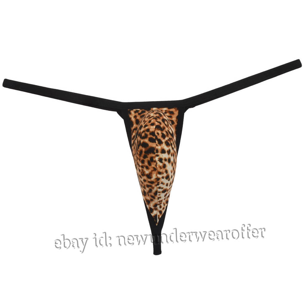 Men String Thong Posing Contoured Pouch Underwear Male Animal Print Bottom Short