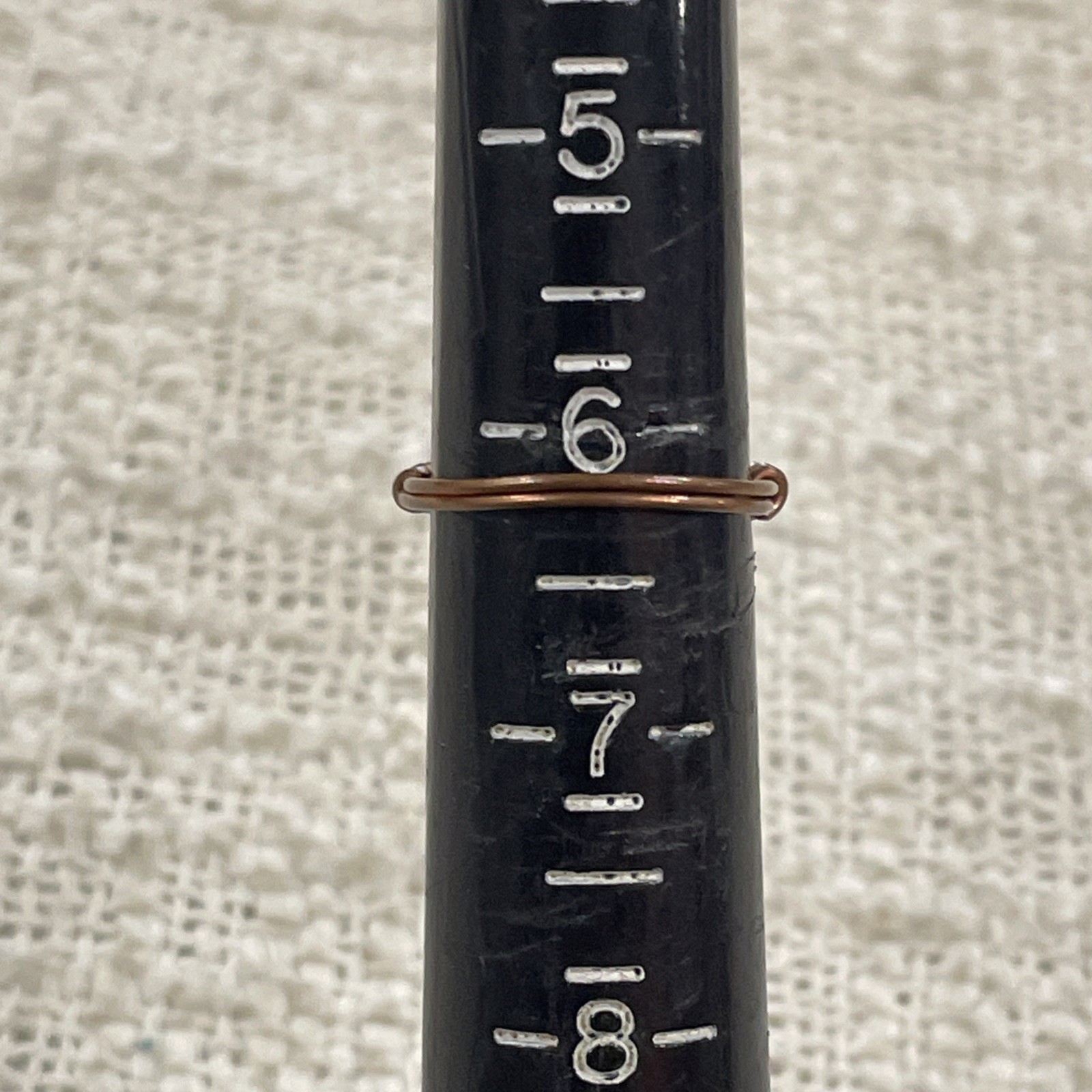 Copper Wire Wrapped Polished Gray Stone Ring Size 6.25