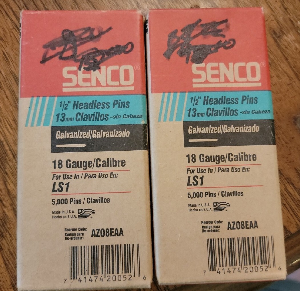 Senco 1/2" Length 18 Ga. Galvanized Headless Nails 2 Boxes Of 5000 AZ08EAA 13mm