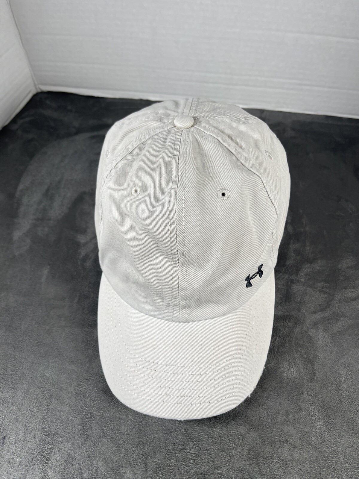 DISTRESSED Off White Under Armor WOMEN's Running outdoor hike bike trail Hat Cap