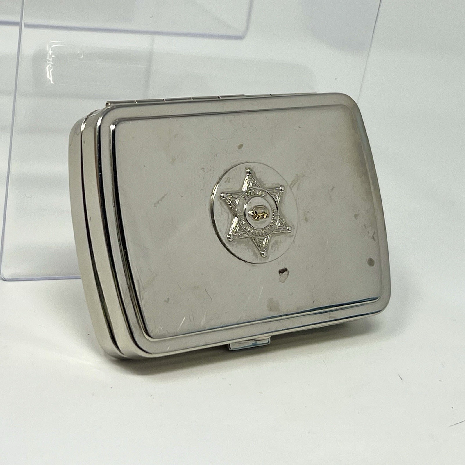 Los Angeles Sheriff Dept logo Silver Tone Pill Box Lined LASD