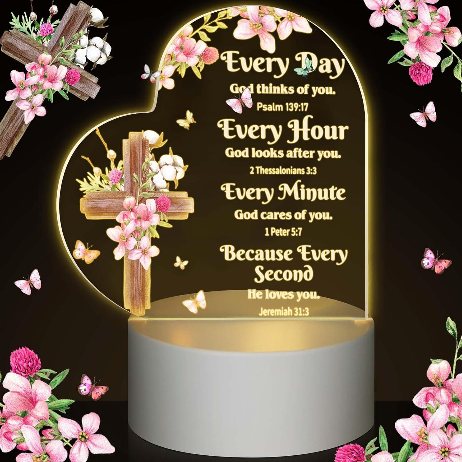 Christian Acrylic Night Light Gift for Women Inspirational Religious Gift with W