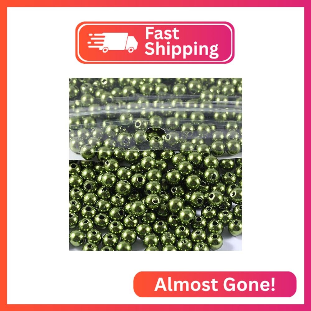 600pcs Pearl Beads for Crafts, 8mm Round Pearl Beads with Hole for Jewelry Makin