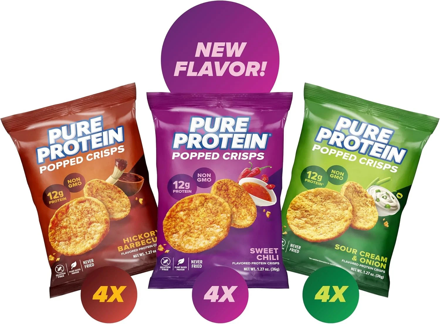 Pure Protein Popped Crisps Variety Pack, Sweet Chili, 12 Count, Gluten Free