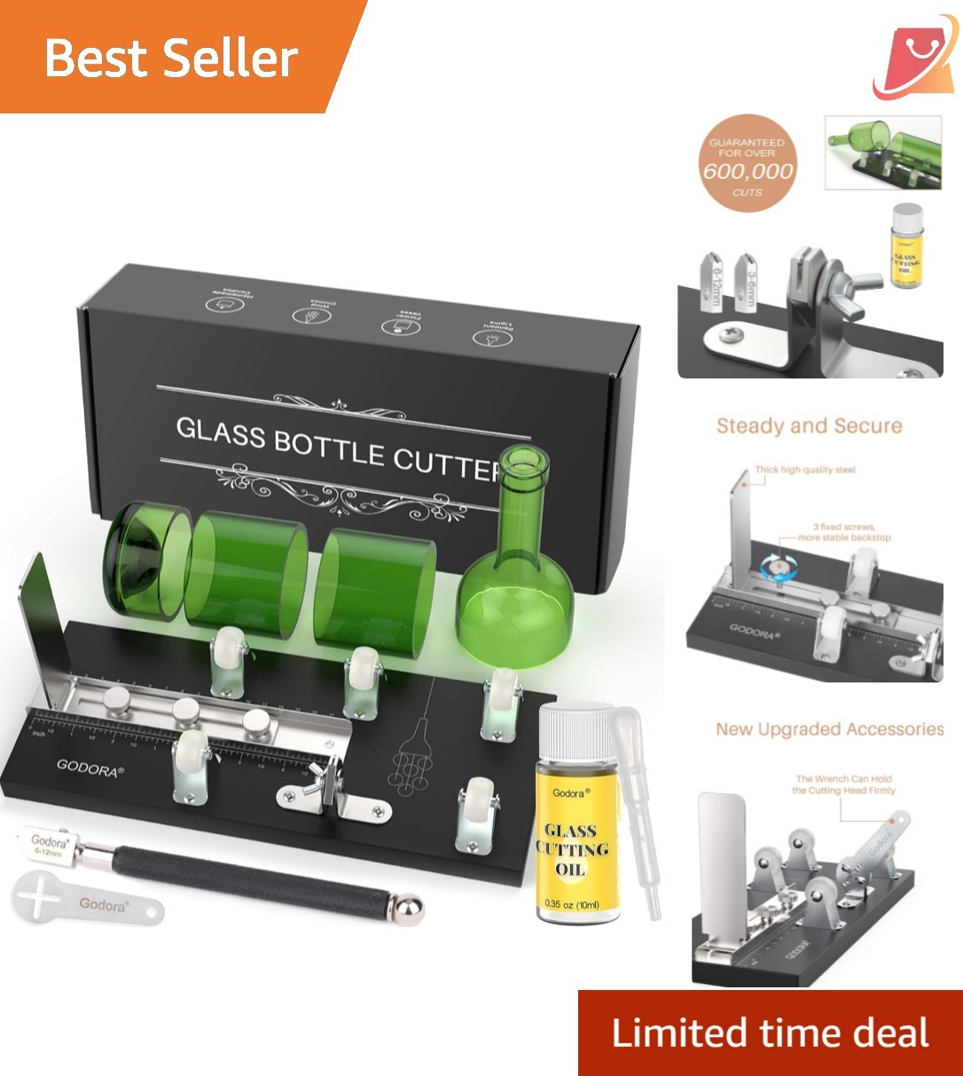 Glass Bottle Cutter Kit with Glass Cutting Oil for DIY Bottle Projects
