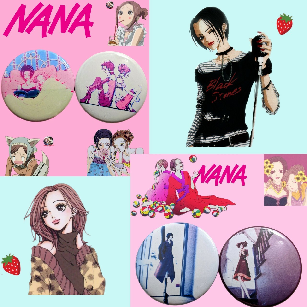 NANA Anime Ai Yazawa Pins Magnets Keychains or Mirrors set of 2 - You choose