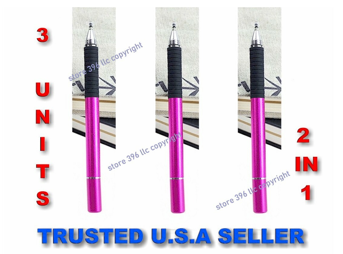 3x Stylus Pen 2 in 1 Fine Point & Mesh Tip for Touch Screen Tablet PC smartphone