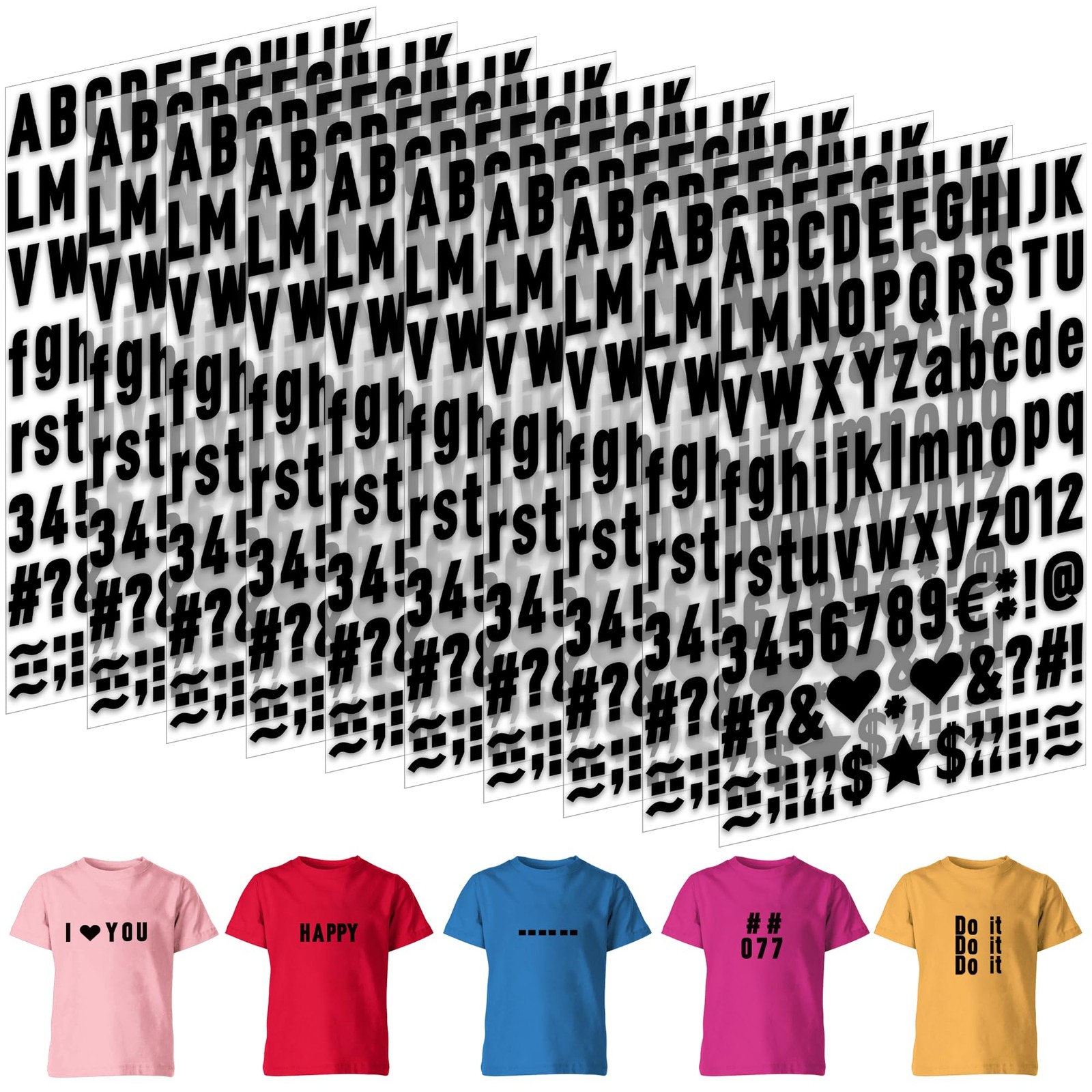 1070Pcs Iron on Letters 10 Sheets 1 Inch Iron on Letters and Numbers for Clot...