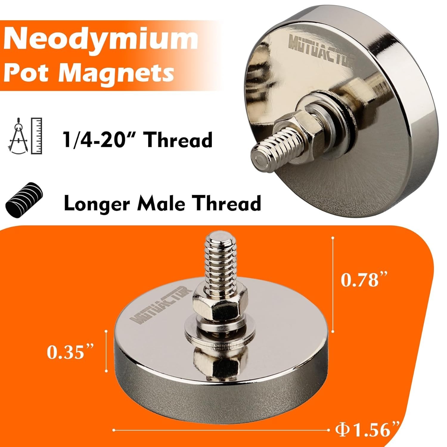 Heavy Duty Neodymium Magnets, 185lb Pull Force (2-Pack)/`