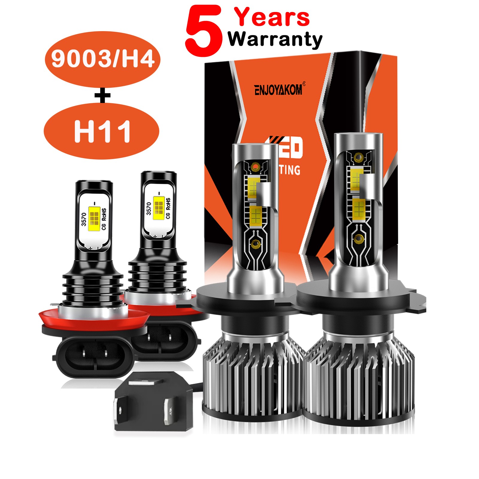 10000K LED Headlight Hi/Lo Fog Light Bulbs Combo Kit For Toyota Tundra 2014-2021