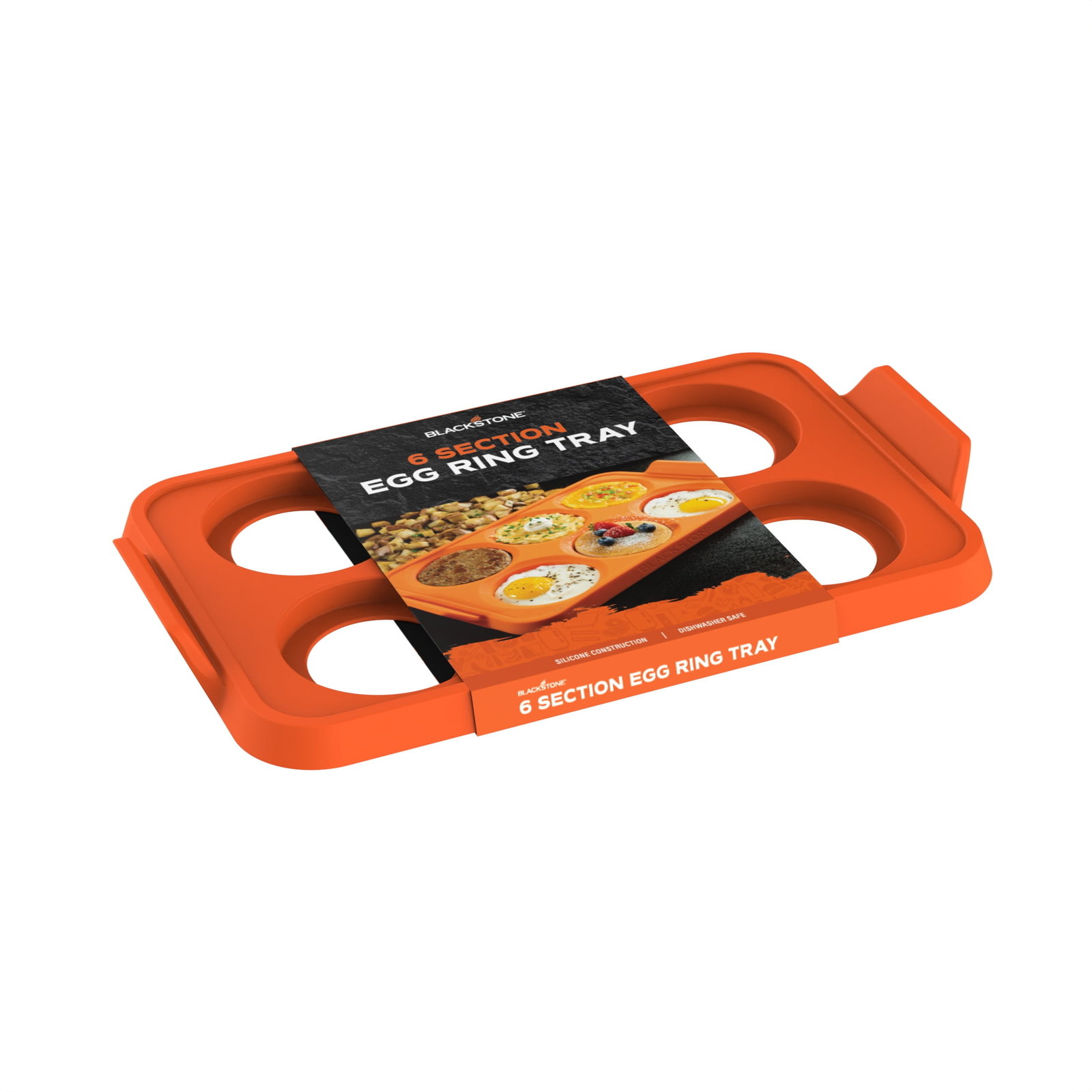 Silicone 6-Section Egg Ring Egg Mold Tray in Orange