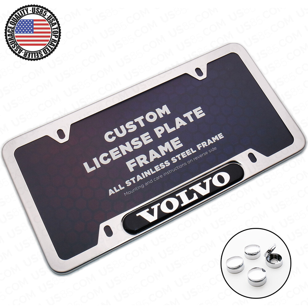 Chrome Stainless Steel Front Rear For Volvo Sport License Plate Frame Cover Gift