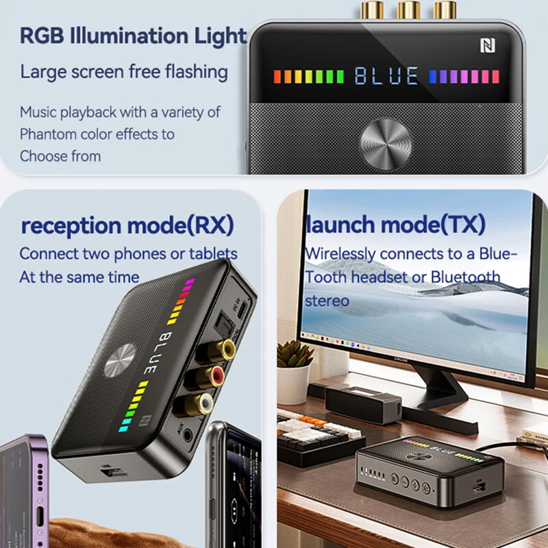 Bluetooth Transmitter Receiver Long Range For TV Home Car Stereo Audio Adapter