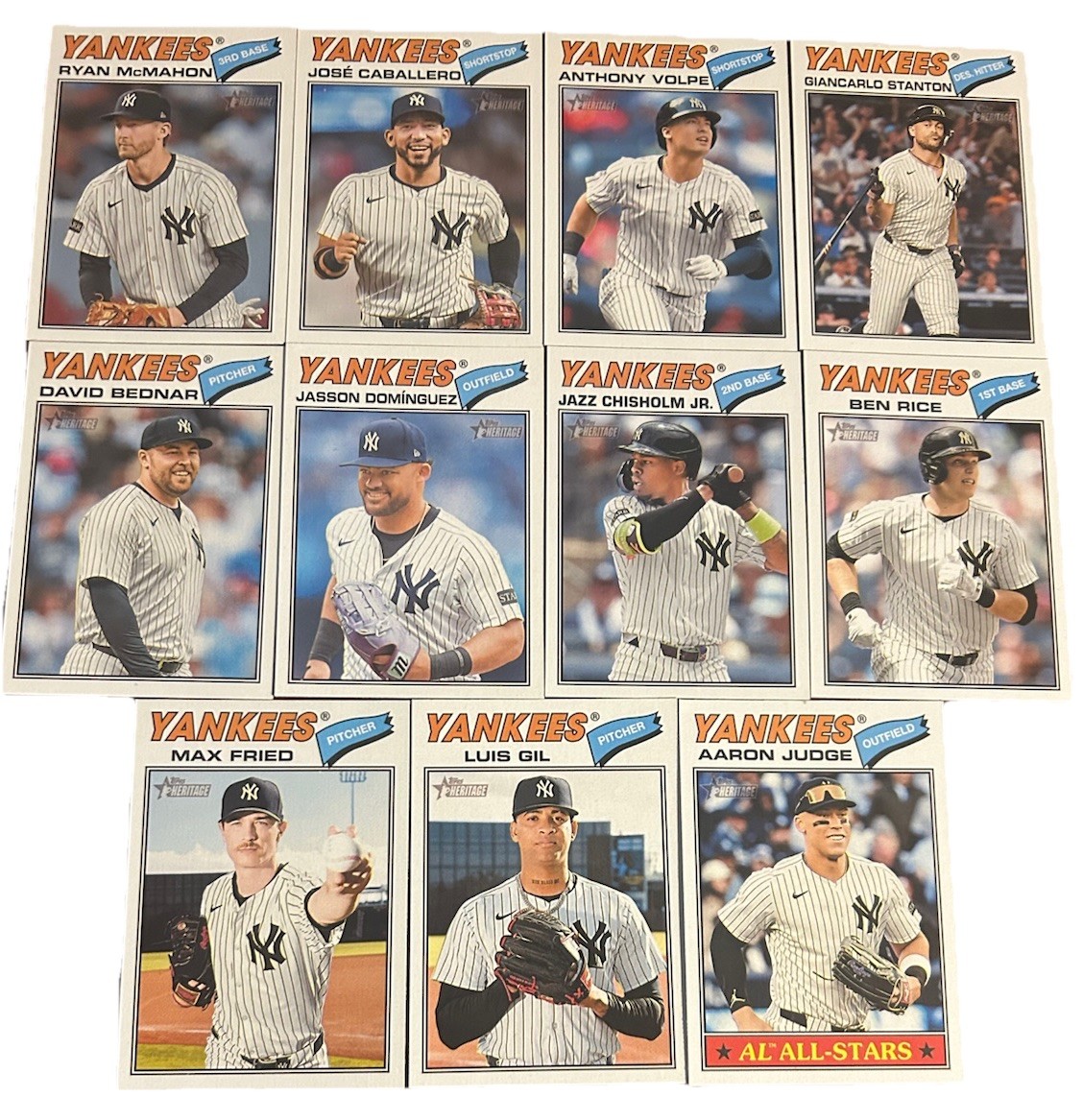 2026 Topps Heritage - New York Yankees - Base Team Set of (11) - Judge