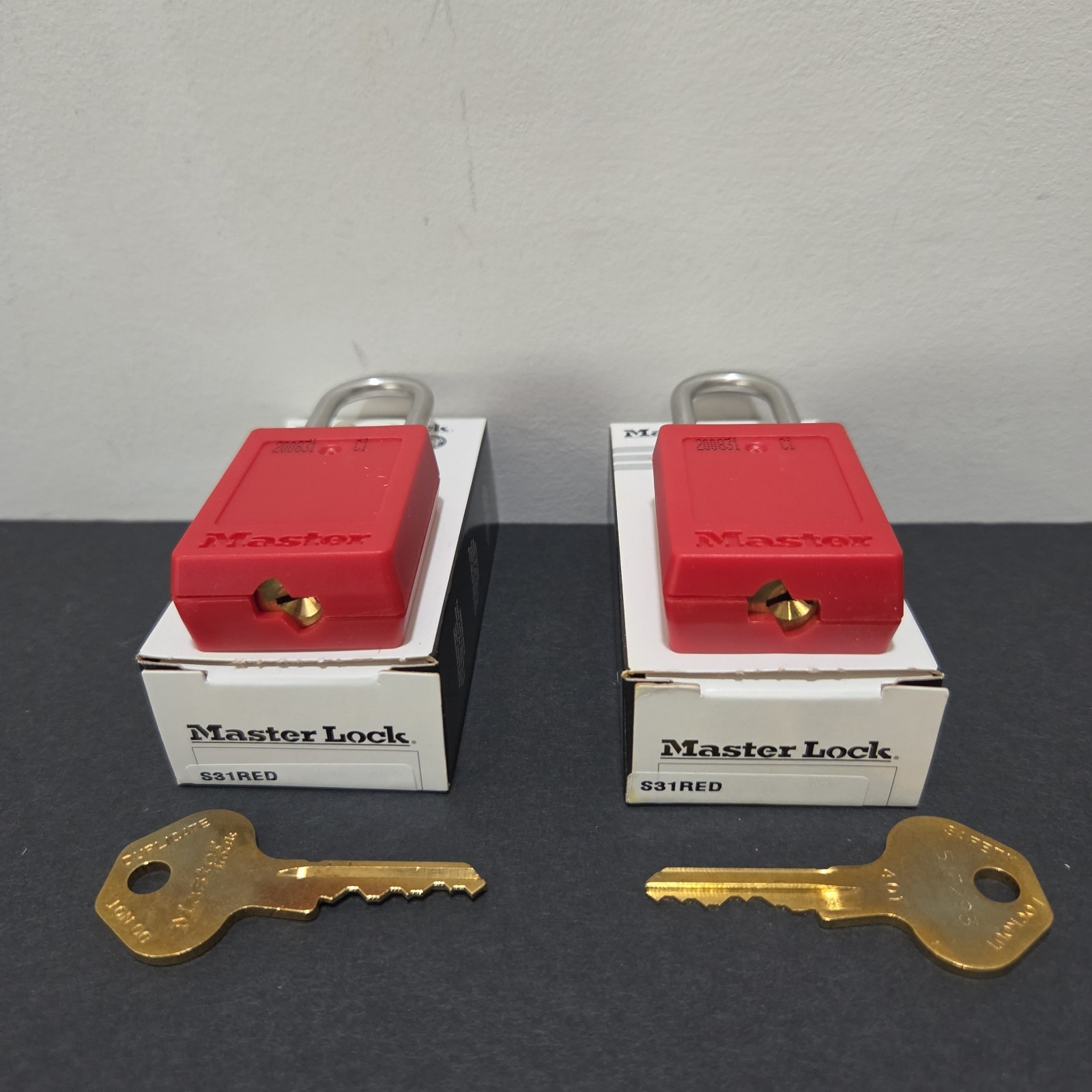 (2) Master Lock S31RED Safety Padlock