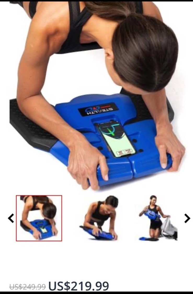 Stealth GO Plank Trainer Non-Slip Padded Core Abdominal Exerciser Blue