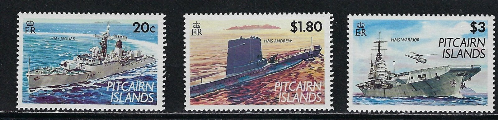Warships on MNH Stamps from Pitcairn Is.  CV $12.00..........13N......C-715