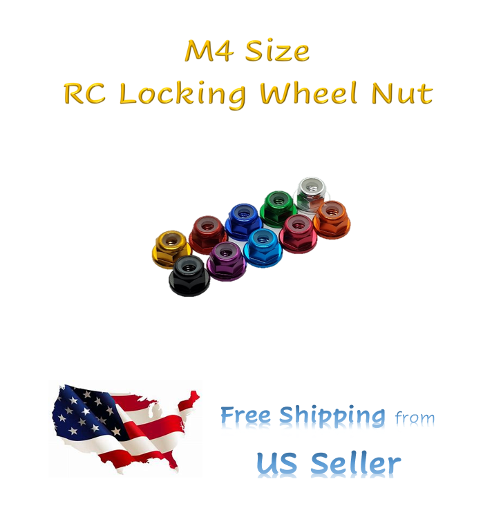 NEW RC M4 Nylon Wheel Lock Nuts Hex Flange Aluminum x5 Ships FREE from US SELLER
