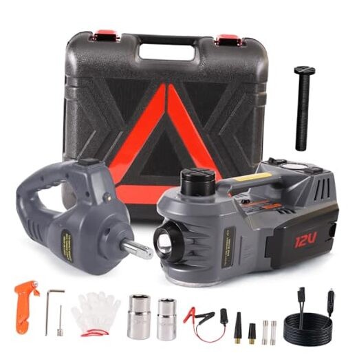 Portable 5 Ton 12V Electric Car Jack Kit Hydraulic Floor Jack with Gray+Wrench