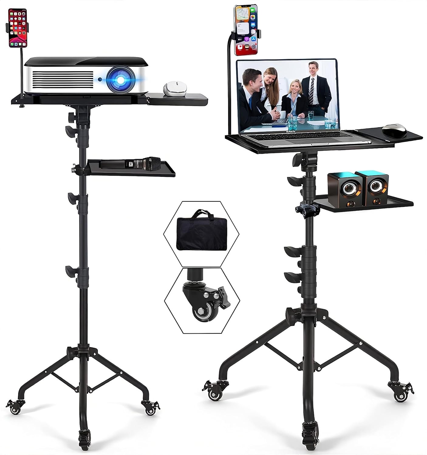 Projector Tripod Stand with Wheels Adjustable Height Laptop Tripod Stand Treadmi