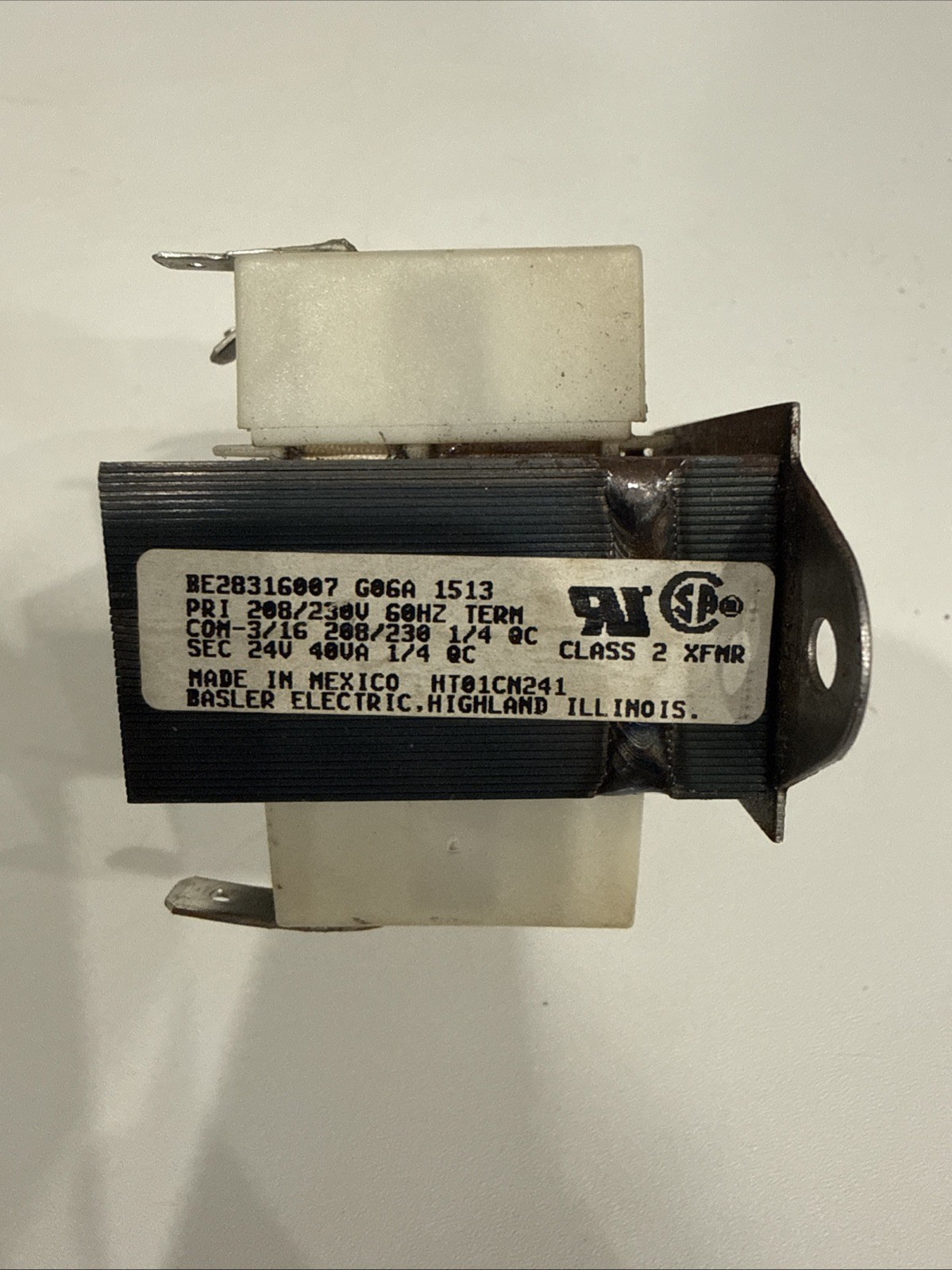 Basler Electric BE28316007 Class 2 Transformer 208/230V to 24V 40VA HVAC