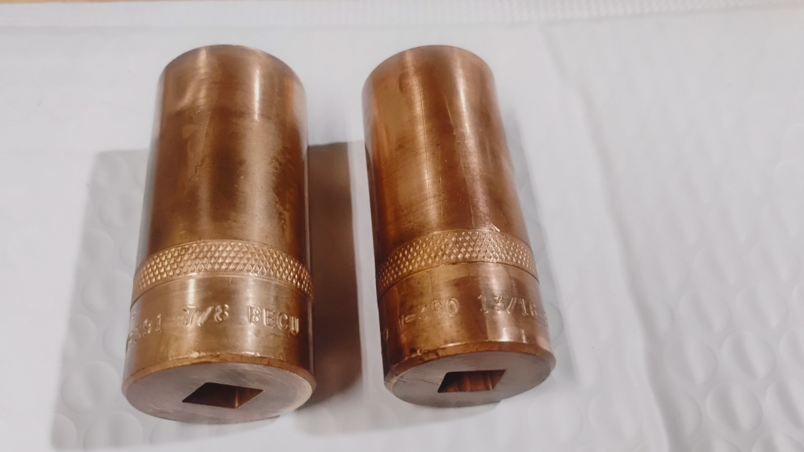 2pc BERYLCO  BECU 3/8" Drive  Non-Sparking Deep Sockets, 12-pt ,7/8'',13/16''