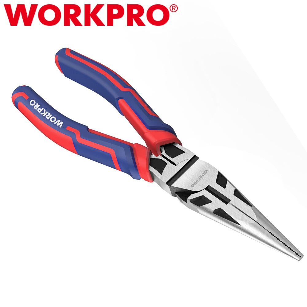 WORKPRO Premium 6-inch Needle Nose Pliers Heavy-Duty Wire Cutter Long Nose Plier