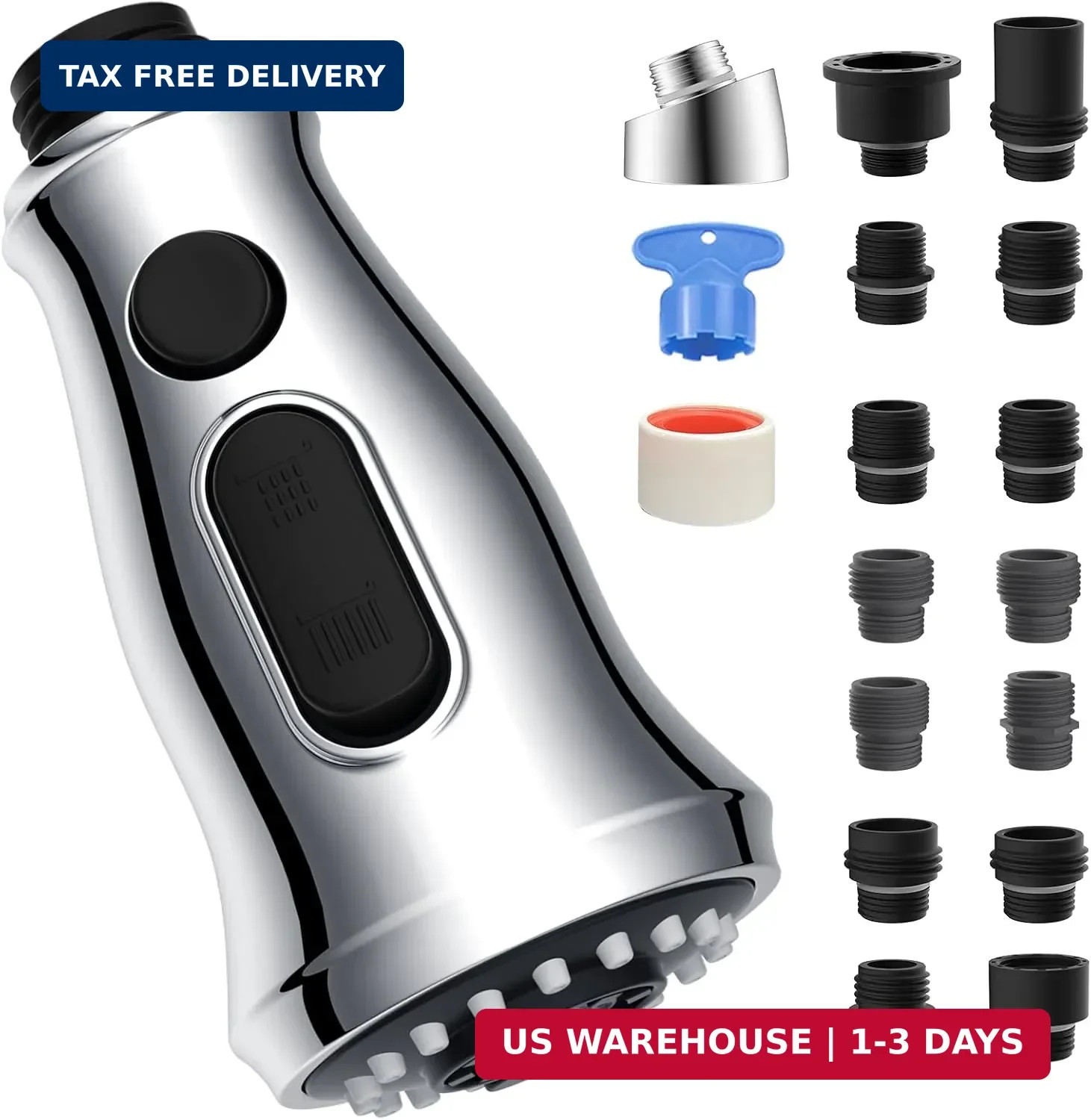 Universal Kitchen Faucet Head Replacement with 15 Adapter Kit Compatible with Am