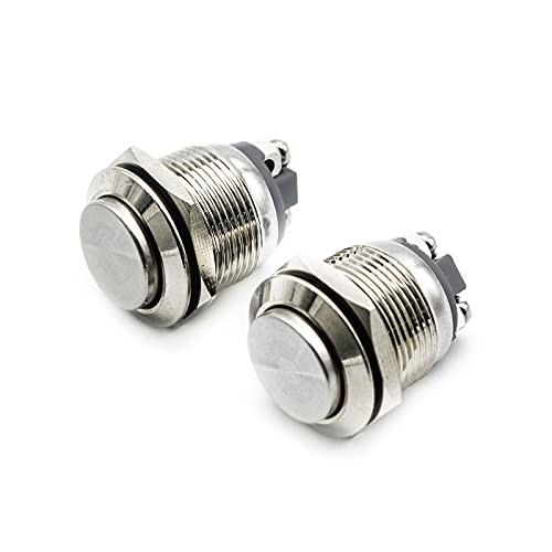 (Pack of 2) 19mm High Round Cap Waterproof Momentary Stainless Steel High Top
