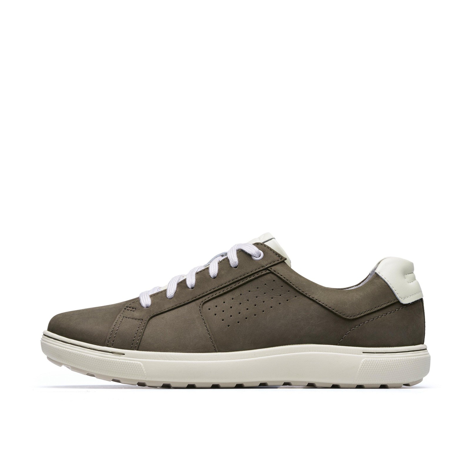 Clarks Mens Mapstone Tie Green Leather Casual Shoes