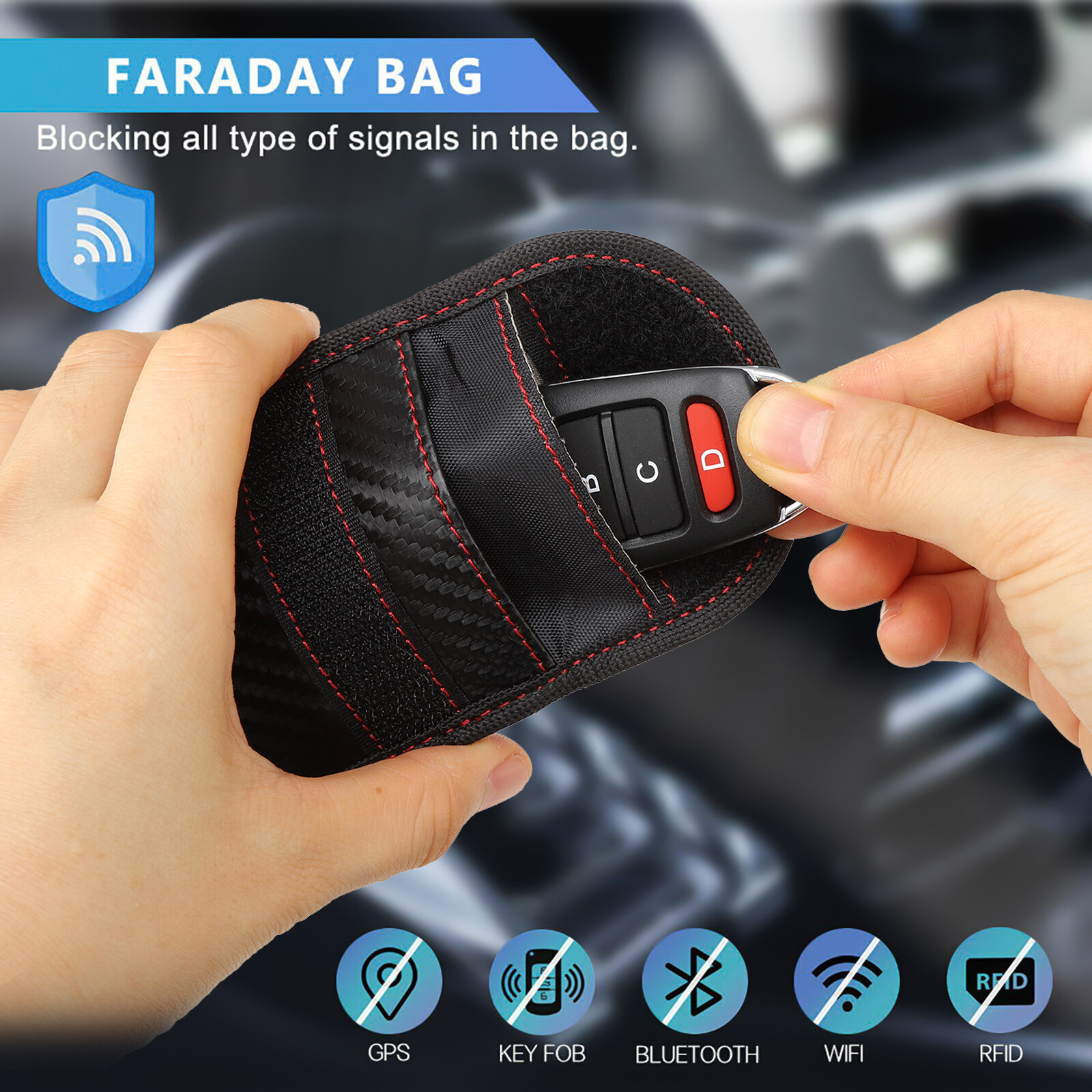 Car Key Fob RFID Signal Blocker Anti-theft RFID Shielding Faraday Pouch Bag US