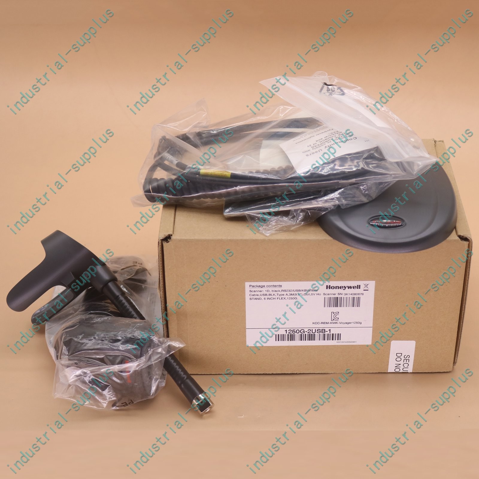 Honeywell 1250g-2usb-1 Voyager 1D Laser Barcode Scanner USB Kit w/Neck Stand