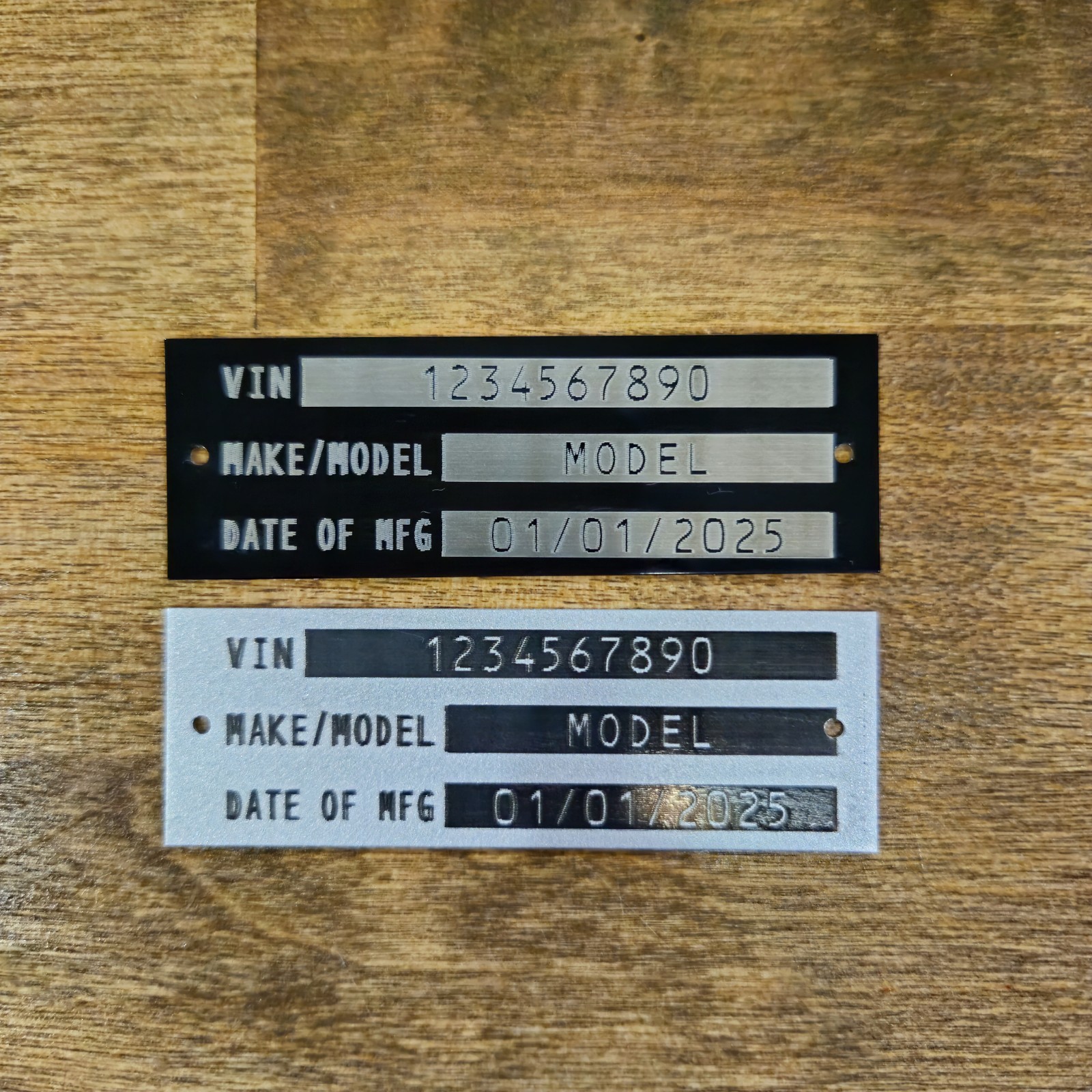 1x3 Custom Aluminum Data Identification Plaque Vehicle Boat Marine Trailer Tag