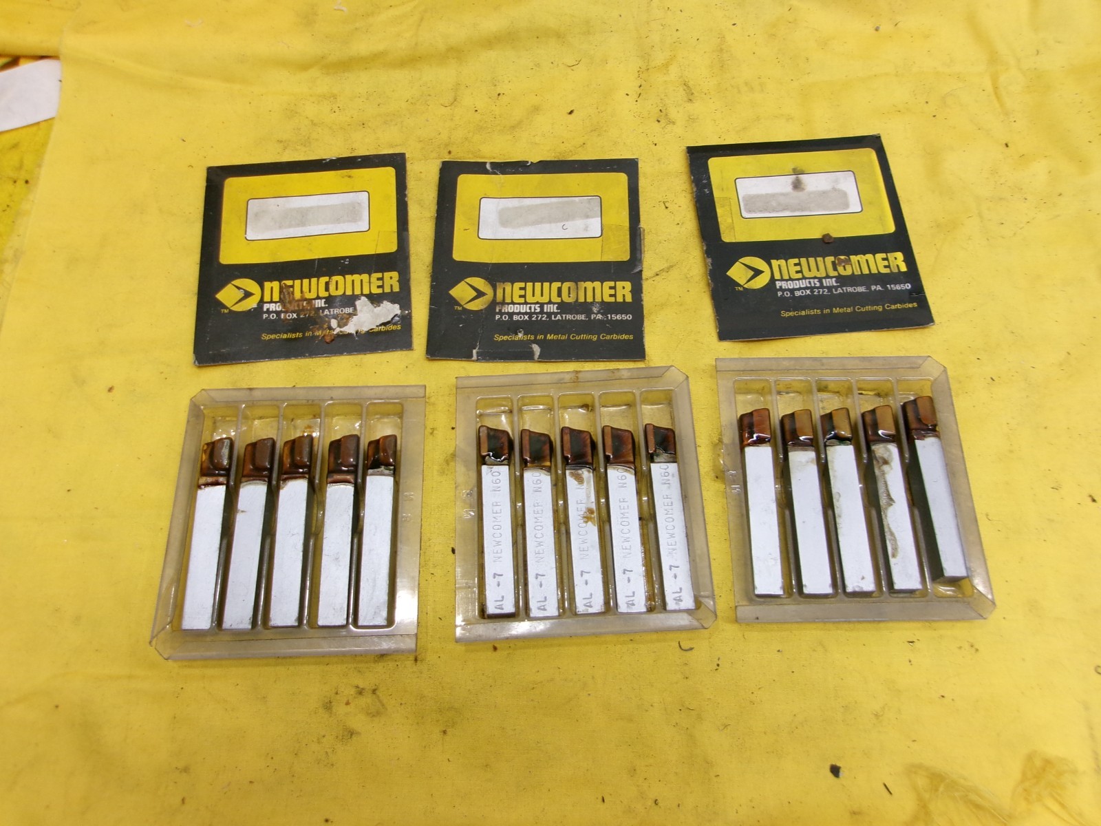 LOT of 15 NEW CARBIDE TIP LATHE TOOL BITS metal turning 3/8" NEWCOMER USA AL-7