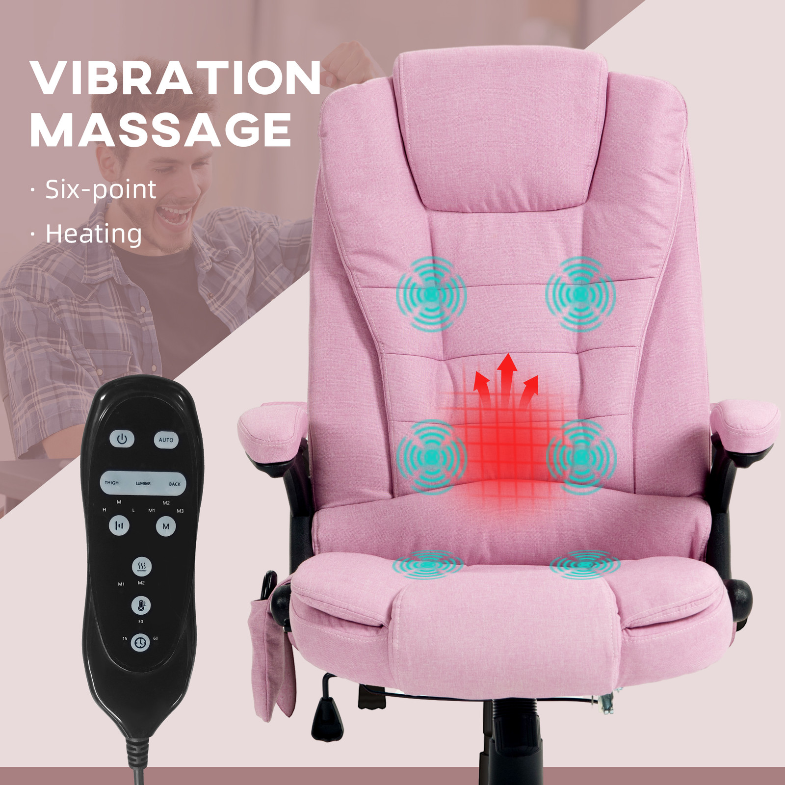 Vinsetto 6 Point Vibrating Massage Office Chair with Lumbar Heat