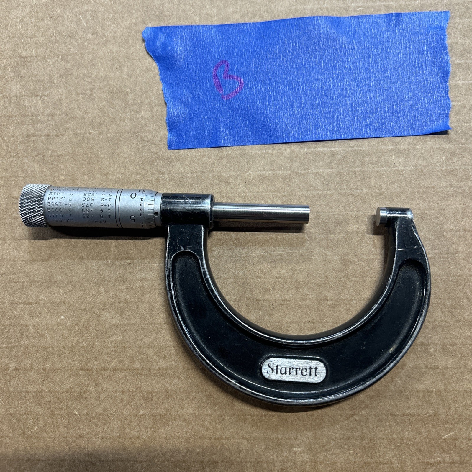 Starrett no. 436 Outside Micrometer 1-2" Range