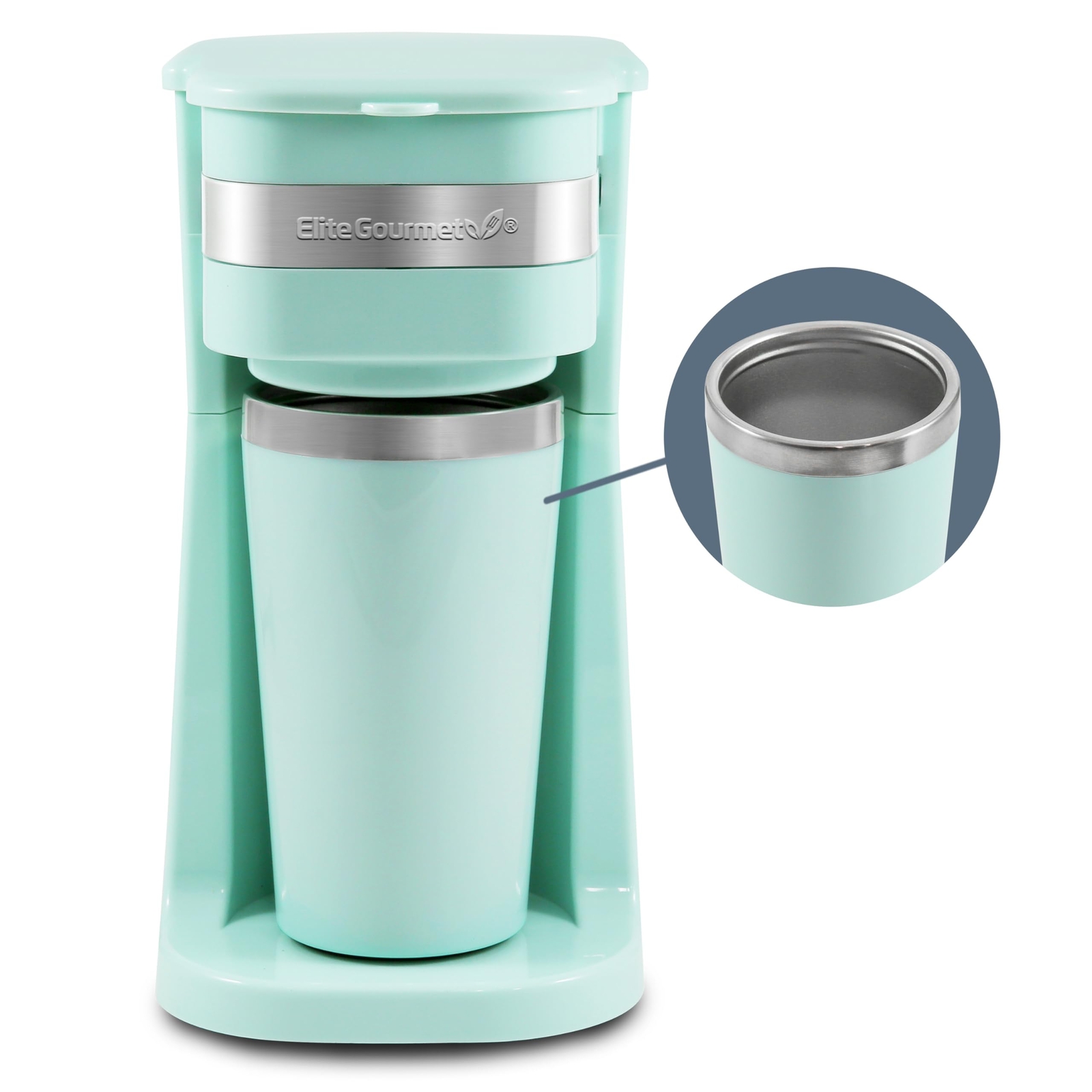 EHC113M Personal Single-Serve Compact Coffee Maker Brewer Includes 14Oz. Stainle