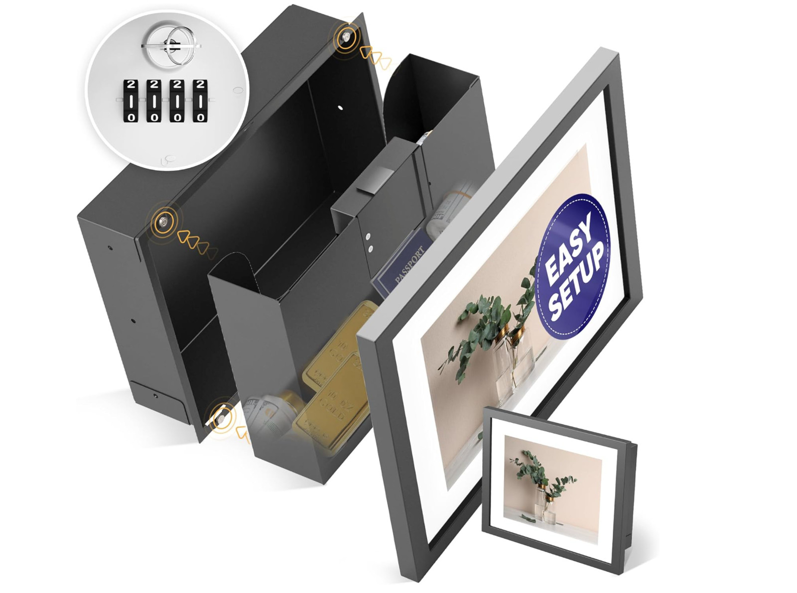 Elder Welder Hidden Wall Safe Picture Frame Metal Build Combination Lock
