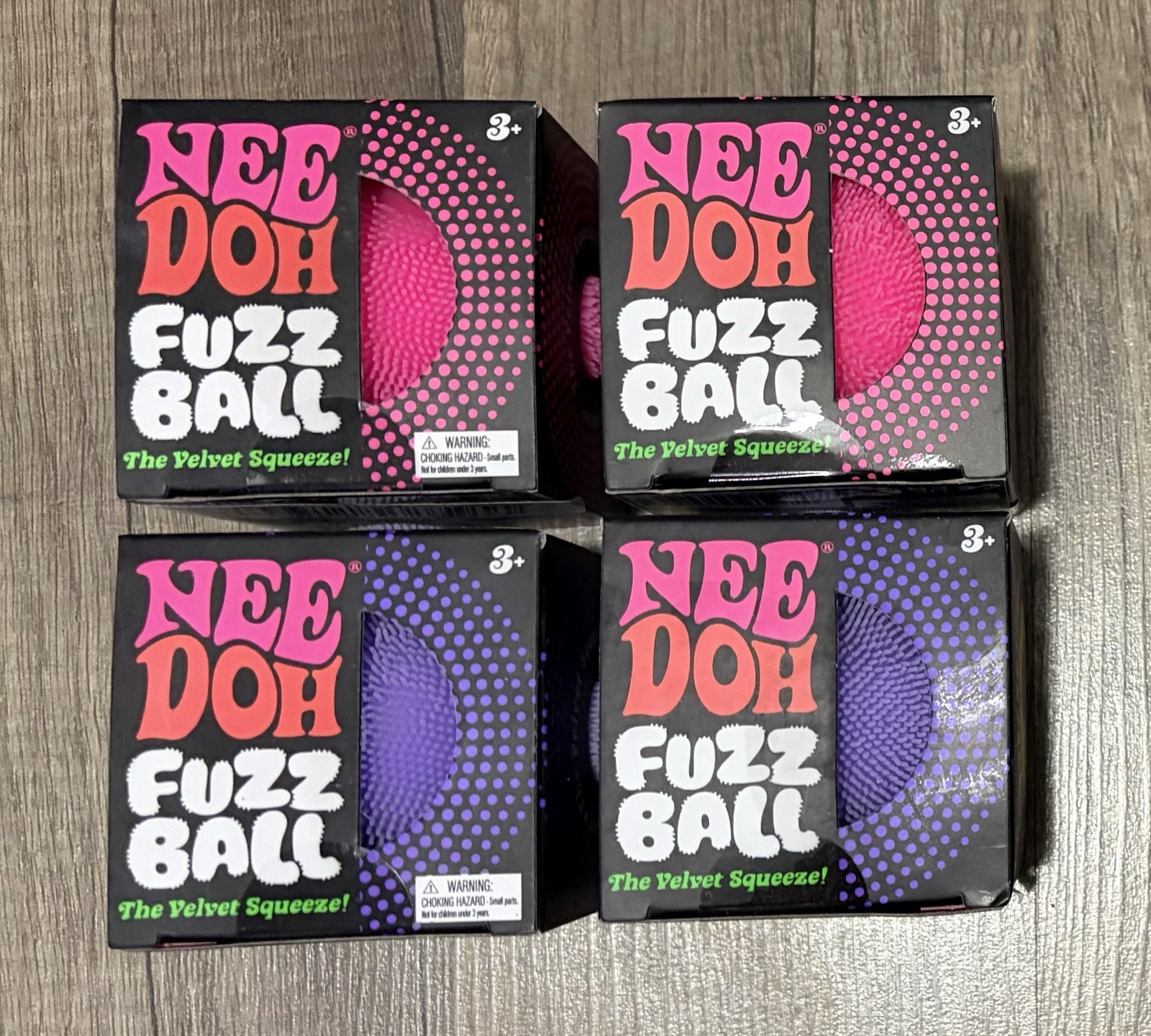 NeeDoh Fuzz Ball The Velvet Squeeze! Authentic Schylling  - Lot of 4