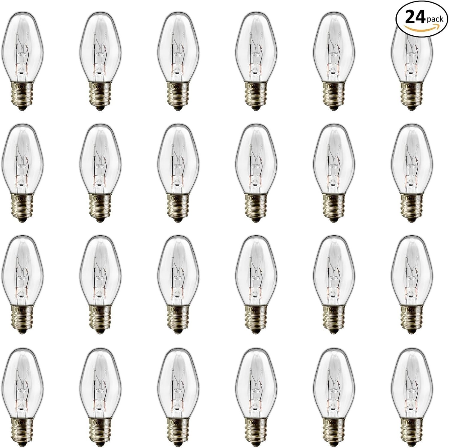 LinMiFo 24 Pack C7 Night Light Bulbs, 15 Watt 15 Watts, Clear