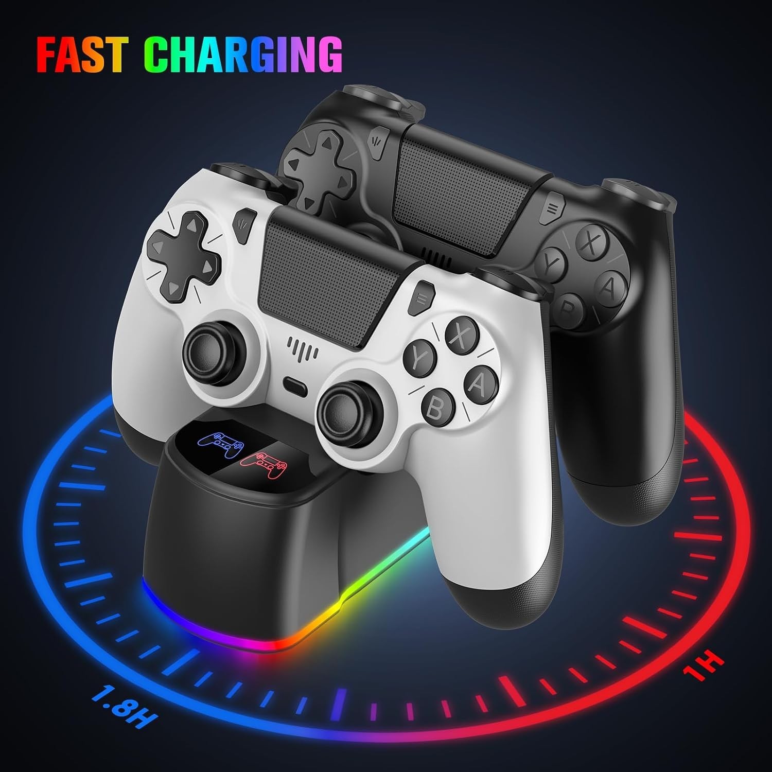 2 Pack Wireless PS4 Controllers with LED Charging Dock - Ultimate Gaming Upgrade