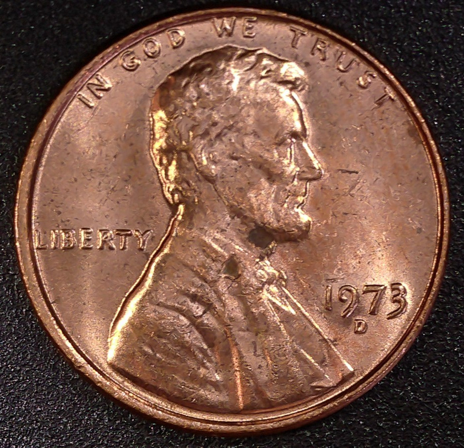 1973-D Copper Red 1c Lincoln Penny Cent Brilliant Uncirculated 3.1 G Denver Mint