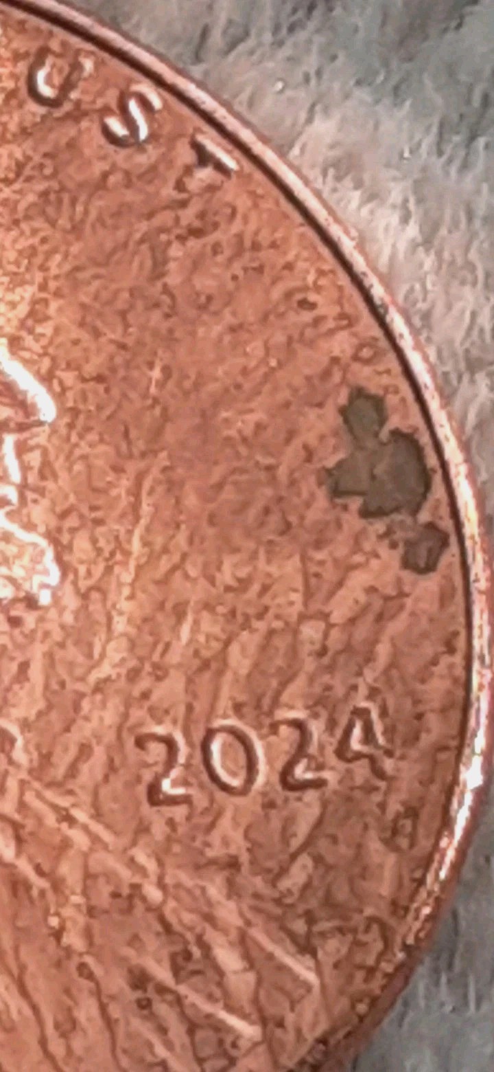 2024 Lincoln Shield Penny No Mint Mark Obverve Extreme Strike Through Coin