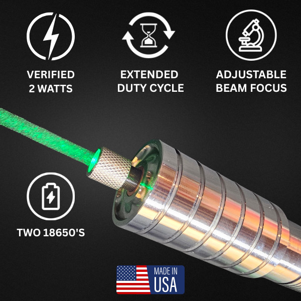 SHARP GH05C01B9G  520nm 2W Green Laser Diode - Polished Aluminum Housing- 2 Cell