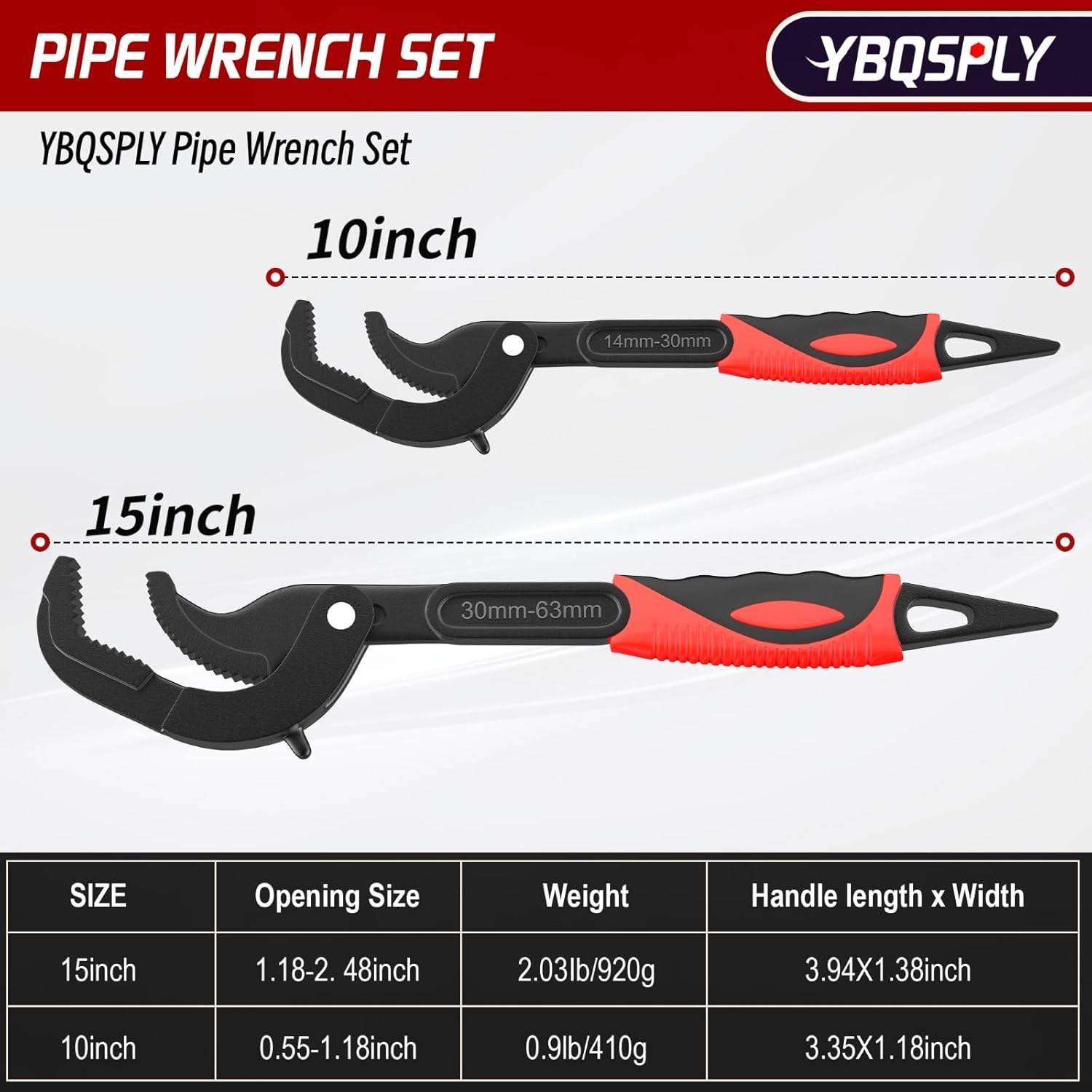 Pipe Wrench Set Self Adjusting Plumbing Tools Basin Vise Wrench