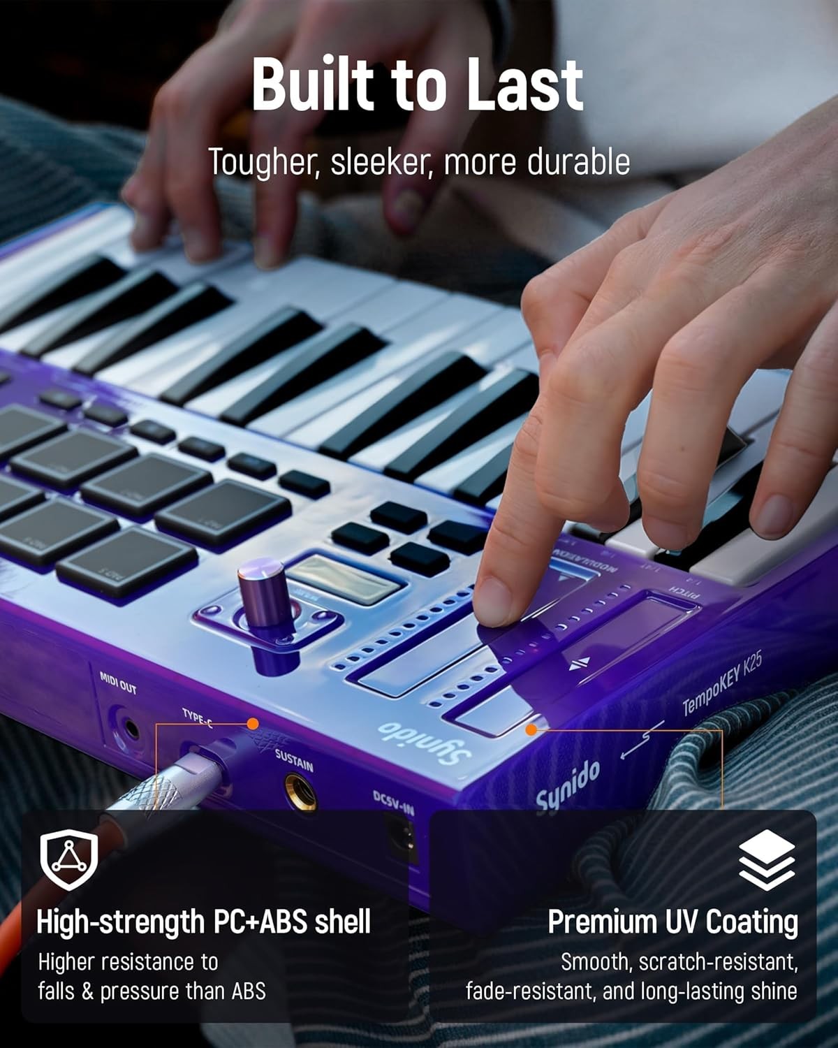 Synido 25 Key USB MIDI Keyboard Controller with Drum Pads, TempoKEY K25